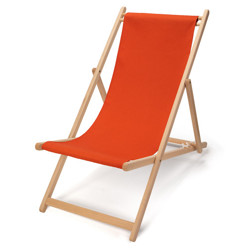 Transat de Jardin en bois pliable et toile Paprika