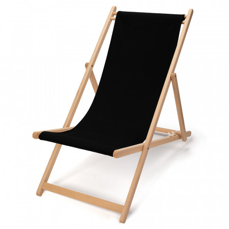 Transat standard, toile noire 100% coton et bois