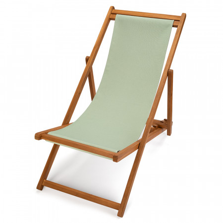 transat jardin en teck et toile verte