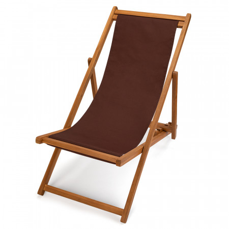 Transat de jardin en teck et toile marron