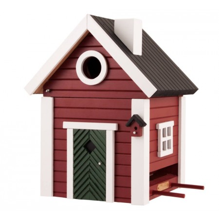maison oiseaux rouge et blanche