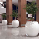 grand pot de jardin rond, blanc brillant manacor 100 cm