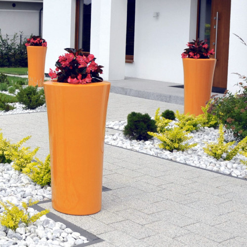 pot design parga orange brillant 100cm au jardin et chemins