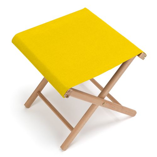 Tabouret bois et toile jaune Jaune pas cher