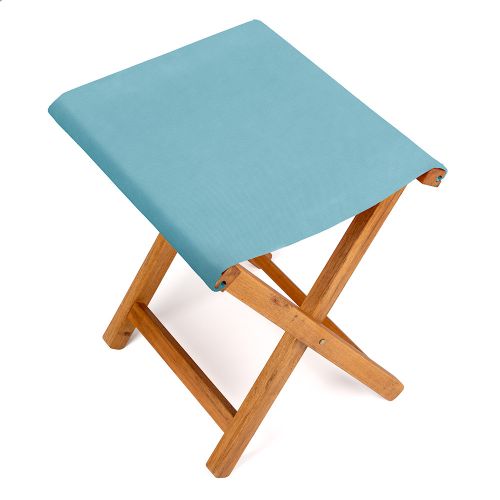 Tabouret Pliant Toile Coton Bleu Clair