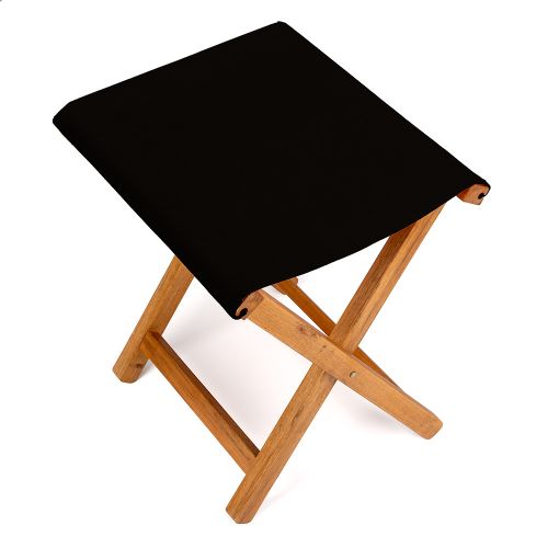 Tabouret Pliant Toile Coton Noir