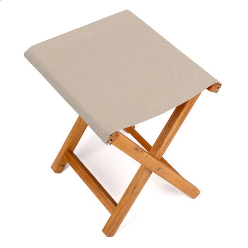 Tabouret Acacia et Tissu Antique Beige