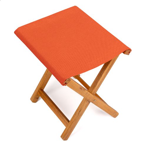 Tabouret Pliant, Acacia et Tissu Paprika