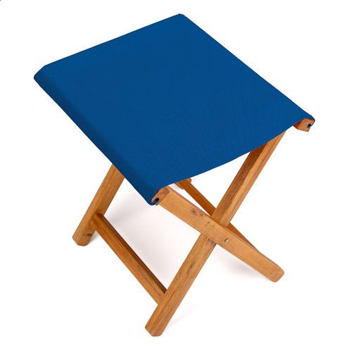 Tabouret Pliant, Acacia et Tissu RivieraBlue