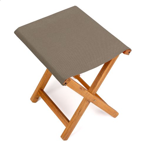 Tabouret Pliant, Acacia et Tissu Taupe