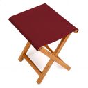 Tabouret Pliant, Acacia et Tissu Burgundy