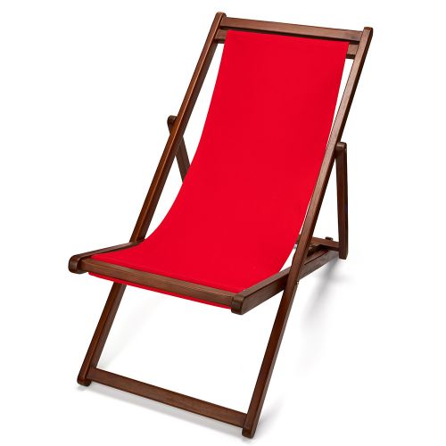 Chilienne de jardin en Teck et Tissu Coton Rouge