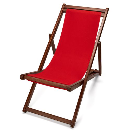 Transat de jardin en Bois de Teck et toile Rouge