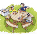 illustration table familiale en bois