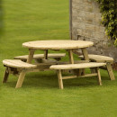 Table jardin ronde en bois 8 personnes