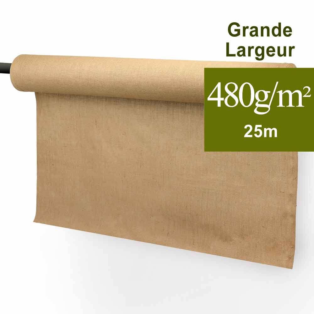 Rouleau de toile de jute naturel bords cousus 5cm X 9m