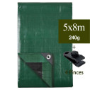bache toiture 5m par 8m 240g avec pince