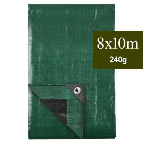bache 10m 240g/m² plastique vert/noir
