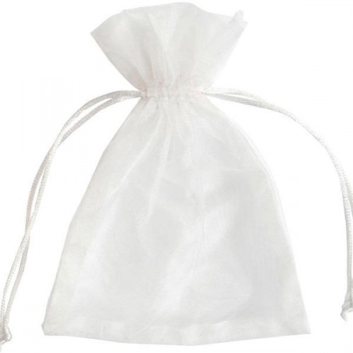 Sachet dragées satin organdi blanc x 6