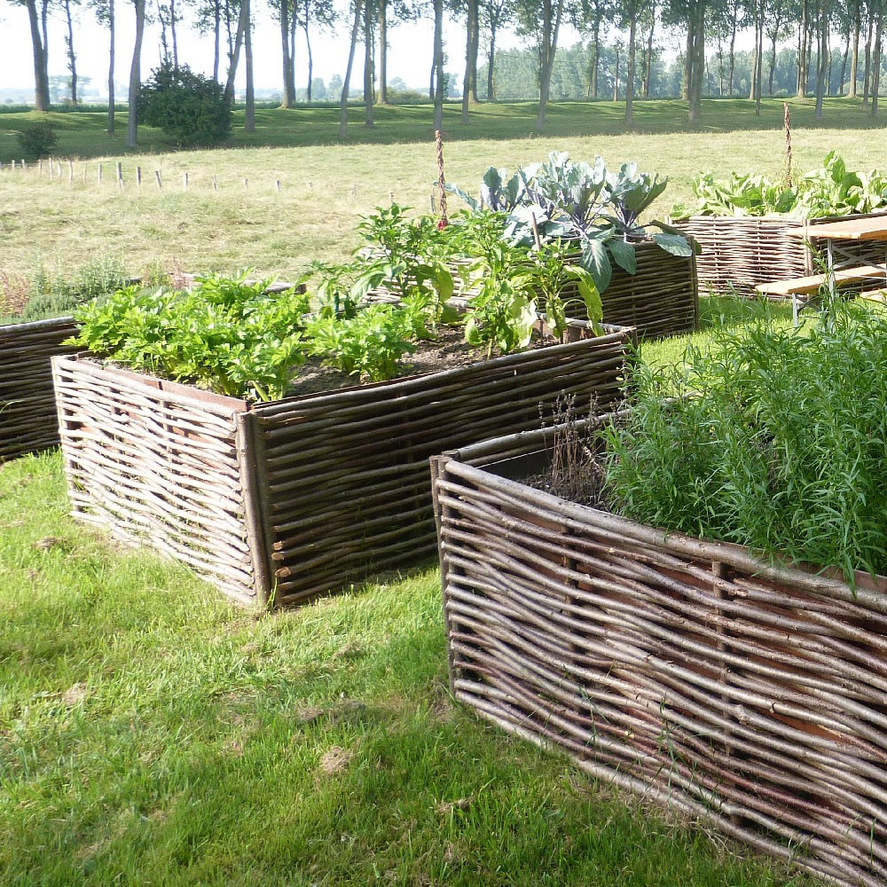 Lot de 2 Carré potager en bois Bac à fleurs Jardin sur Pied Table