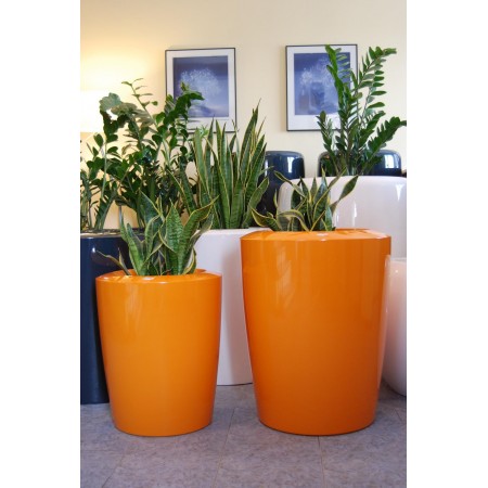 pot de jardin haut de gamme orange, grand pot deco Anakena hauteur 120cm salon