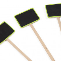 5 Etiquettes Bois, contour Ardoise Anis 2