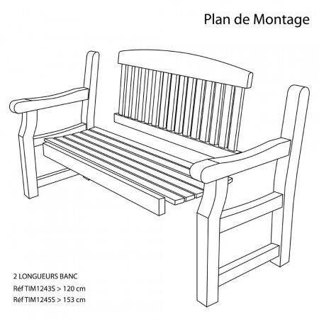 Banc en séquoia 1m53 à placer dans le jardin