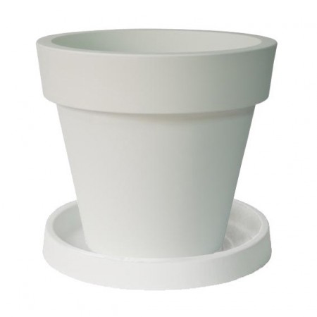 Pot de Fleur Geant 160cm Ikon - Blanc avec Soucoupe