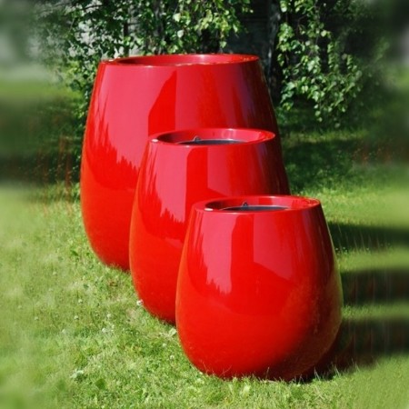 grand pot design moderne pour plante intérieur-extérieur, 100 cm rouge brillant 