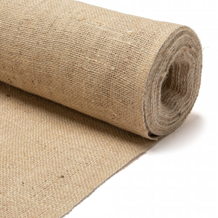 Rouleau de toile de jute naturel bords cousus 10cm X 5m