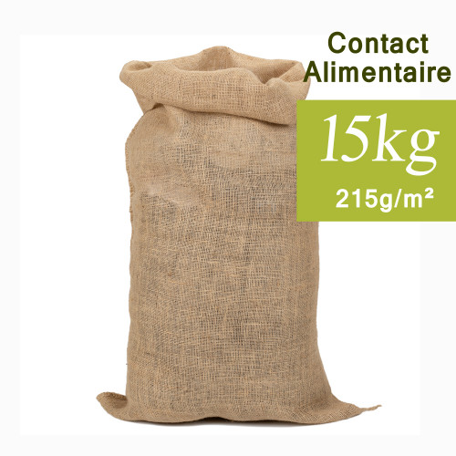 Sac jute Contact Alimentaire 15kg, 40x61cm 215g/m²