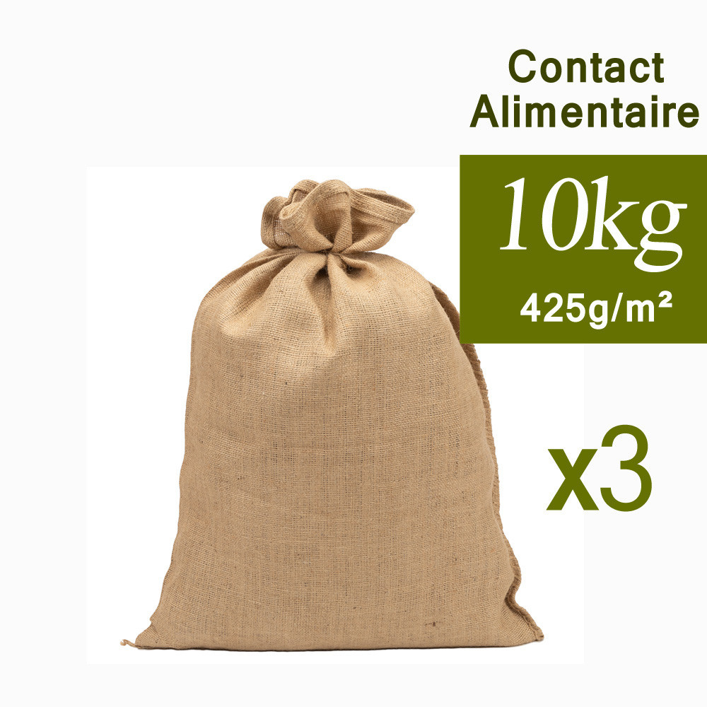 Lot de 10 sacs en jute naturel