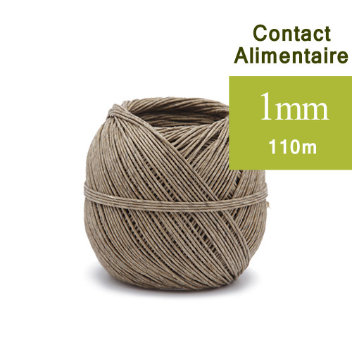 Ficelle Lin écru, Fil 1mm 100m, Contact Alimentaire