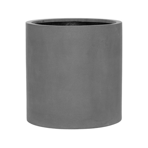 pot large pour exterieur, cylindre en fiberstone gris 50 cm