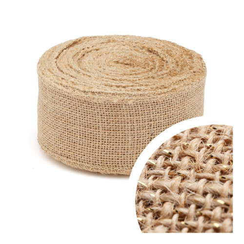 Ruban tissu lurex en jute 10m x 6cm