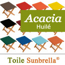 Tabouret Bois, Acacia Huilé et Toile Sunbrella
