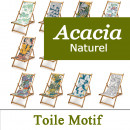 Transats en Acacia Naturel et Toiles Imprimées