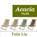 Transats Jardin, Acacia Huilé et Toile de Lin