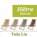 Transats de Jardin Hêtre Naturel et Toile de Lin