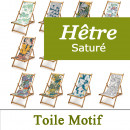 Transat de Jardin, Hêtre Saturé et Toile Motif