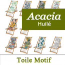 Transat Acacia huilé et Toile Imprimée