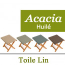 Pliant de Jardin en Acacia Huilé et Toile de Lin