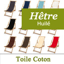 Transat Jardin en Hêtre Huilé et Toile Coton