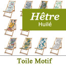 Transat de Jardin, Hêtre Huilé et toile Motif
