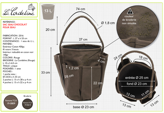 Sac de jardinage avec seau, fiche la cordeline