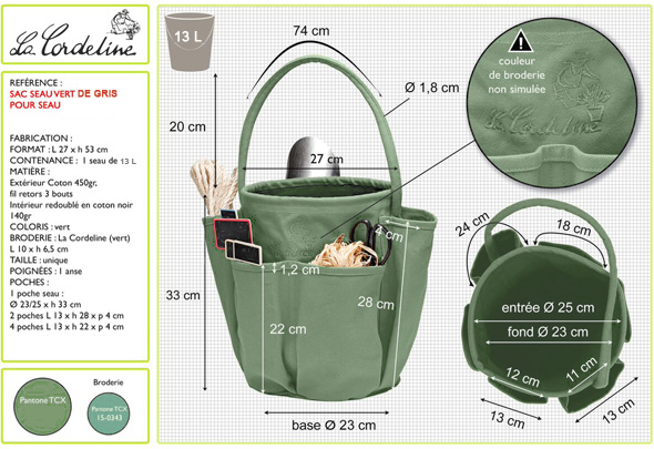 Sac de transport XL pour ustensiles de jardinage - Vert