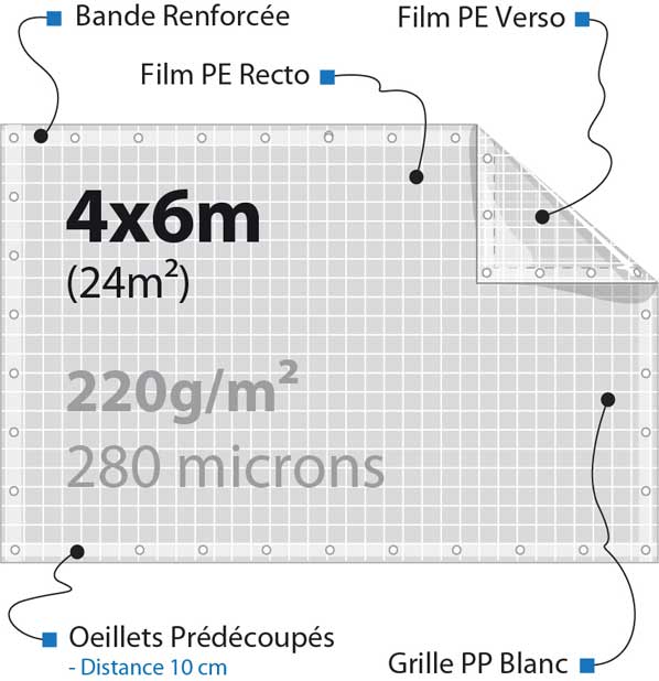 bache transparente 4m sur 6m