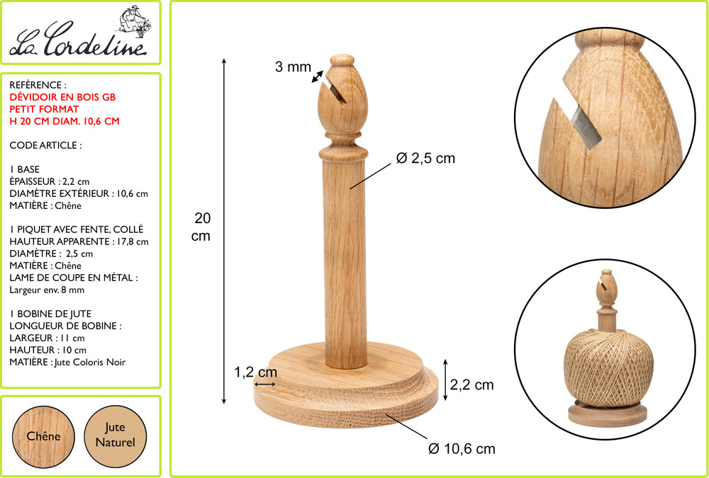 Devidoir ficelle, support bobine de fil, avec coupe fil PM