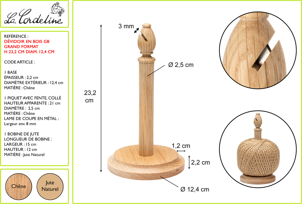 Devidoir ficelle, support bobine de fil, avec coupe fil GM