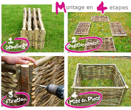 Montage en 4 étapes du carré potager filoche/ficelle